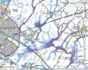 Map of flood risk from surface water flooding