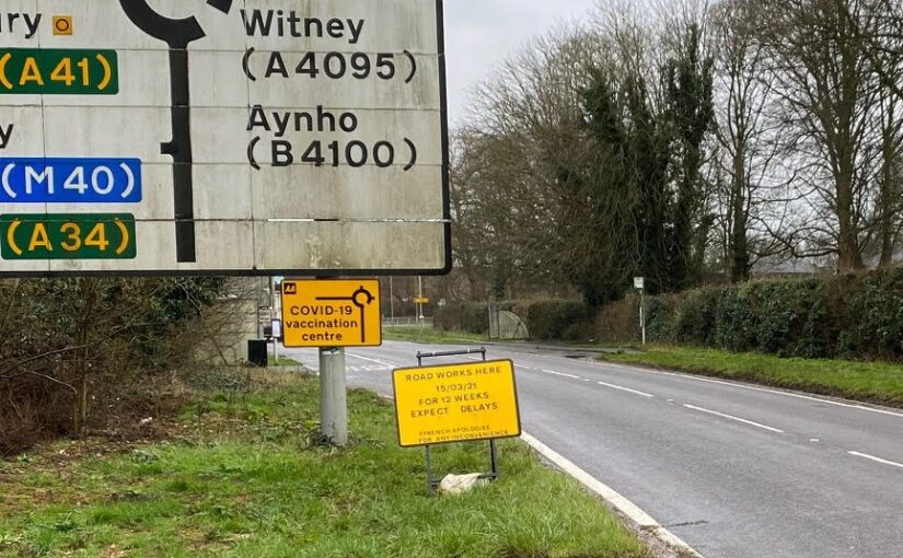 Roadworks outside Bicester Heritage