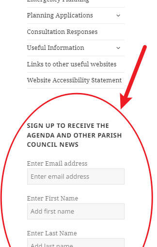 Sign up to receive Parish Council news!
